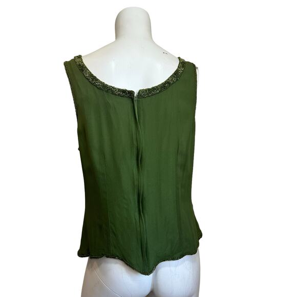 Vintage Diva by Embex Silk Green Beaded Zip Back Sleeveless Blouse sz 18=L NWOT - Picture 6 of 12